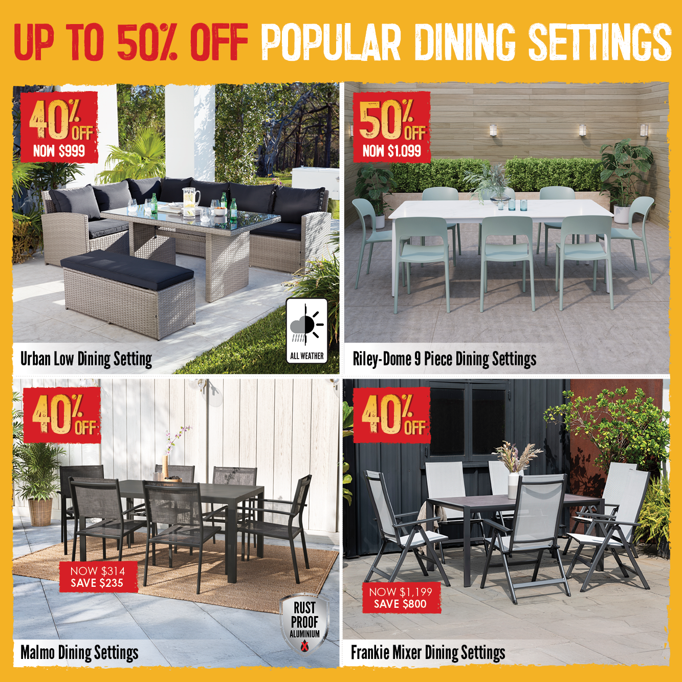 Up To 50% Off Popular Dining Settings | Shop Now